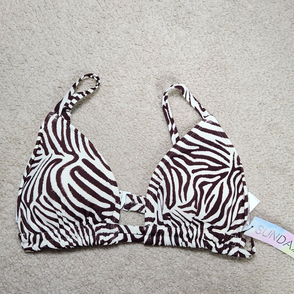 Sundazed Layla Bra Zebra Print Bikini Top Strappy Back Padded Swimsuit Size 36C